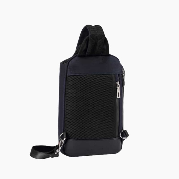 The Alta Sling Zip Bag in Dark Navy Blue Nylon and Black Leather Micro-Fiber-04