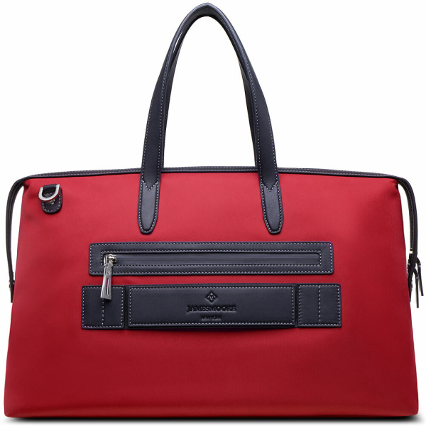 The Big Kyoto Zip Tote Bag in Red Nylon and Black Leather_Back 2