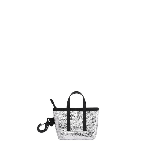 The Mini Kyoto Zip Bag in Silver Nylon_Front 1