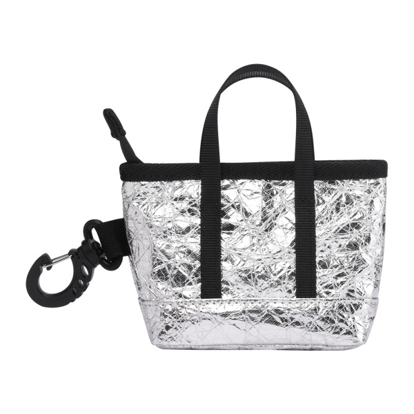 The Mini Kyoto Zip Bag in Silver Nylon_Front 2