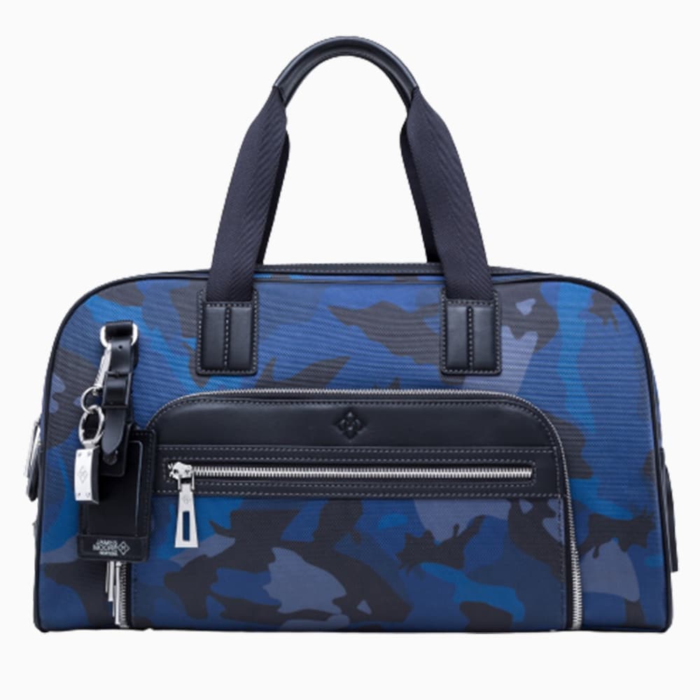 Atlas Travel Bag in Navy Blue Camouflage Honeycomb Nylon and Black ...
