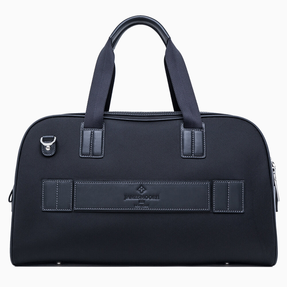Atlas Travel Bag in Black Nylon and Black Calfskin James