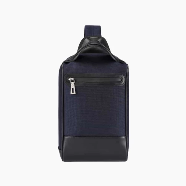 The Alta Sling Zip Bag in Dark Navy Blue Nylon and Black Leather Micro-Fiber-03