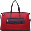 The Big Kyoto Zip Tote Bag in Red Nylon and Black Leather_Back 2