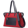 赤いナイロンおよび黒いLeather_Sideの中間の京都Zipトートバッグ