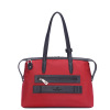 The Small Kyoto Zip Tote Bag in Red Nylon and Black Leather_Back 2